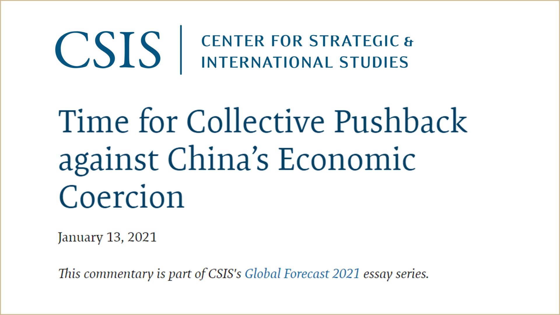 Time for Collective Pushback against China’s Economic Coercion