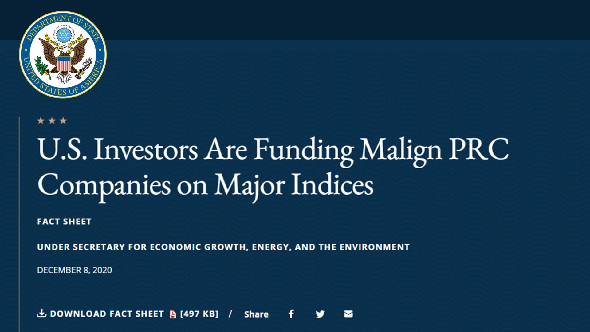 U.S. Investors Are Funding Malign PRC Companies on Major Indices