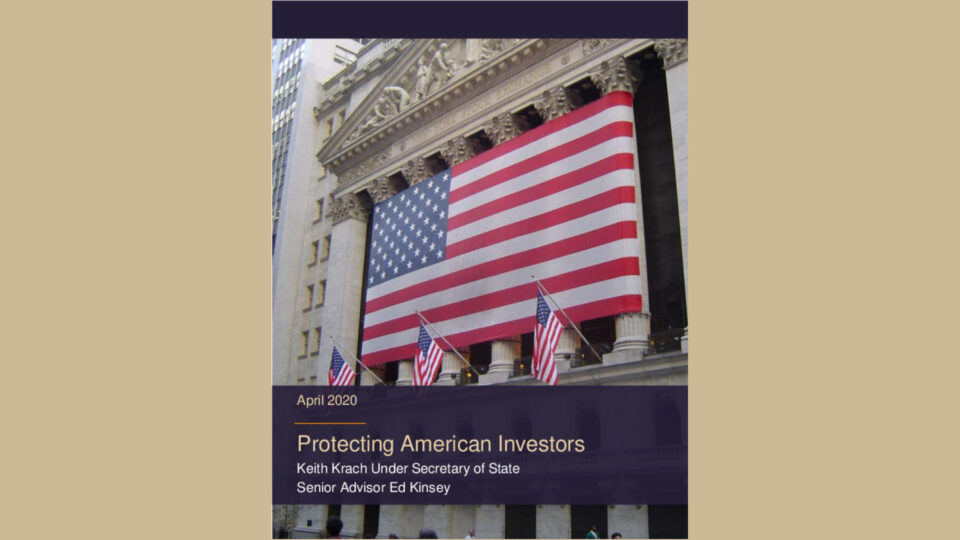 Protecting American Investors  — Chinese Stocks on U.S. Stock Exchanges