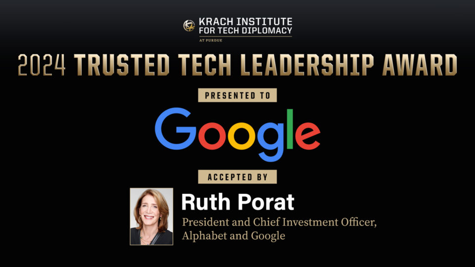 Google's Ruth Porat Accepts Krach Institute's Trusted Tech Leadership Award